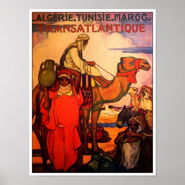 Vintage ARAB ALGERIA TUNISIA MOROCCO Travel Poster (Front)
