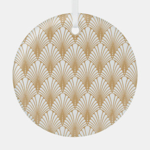Vintage Arabesque Geometric Seamless Pattern Glass Tree Decoration