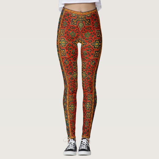 Vintage Arabian Carpet Print Leggings (Front)