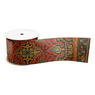 Vintage Arabian Carpet Print Satin Ribbon