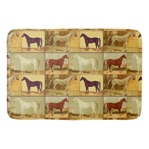 Vintage Arabian horses - collage Bath Mat