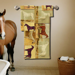 Vintage  Arabian horses - collage Bath Towel Set