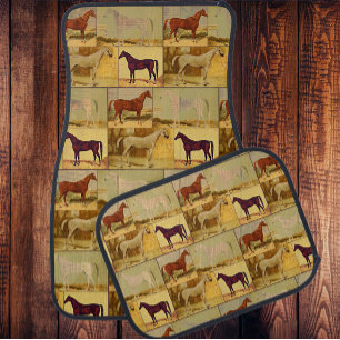 Vintage  Arabian horses - collage Car Mat