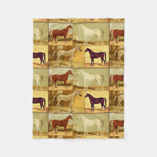 Vintage  Arabian horses - collage Fleece Blanket