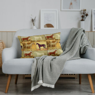 Vintage  Arabian horses - collage Lumbar Cushion
