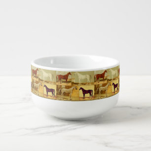 Vintage  Arabian horses - collage   Soup Mug