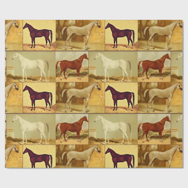 Vintage  Arabian horses - collage  Wrapping Paper (Flat)