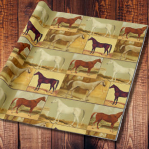 Vintage  Arabian horses - collage Wrapping Paper