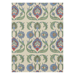 Vintage Arabic Blue Red Geometric Floral Art Print Tablecloth