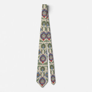 Vintage Arabic Blue Red Geometric Floral Art Print Tie
