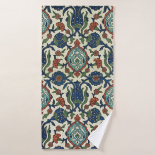 Vintage Arabic Geometric Floral Art Print Bath Towel Set