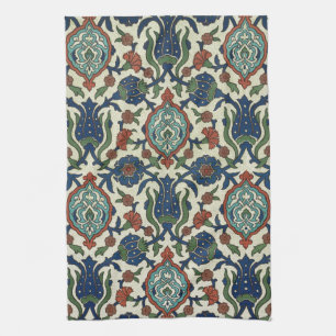 Vintage Arabic Geometric Floral Art Print Tea Towel
