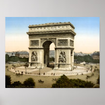 Vintage Arc de Triomphe 1900 print, Paris France
