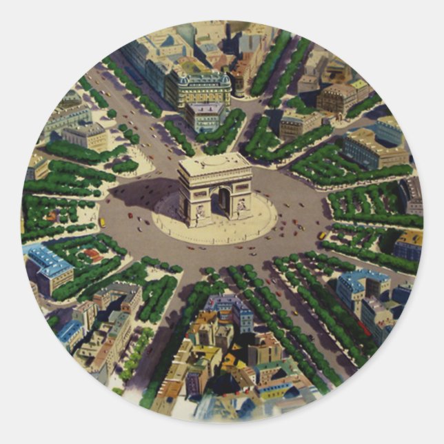 Vintage Arc de Triomphe Paris Classic Round Sticker (Front)