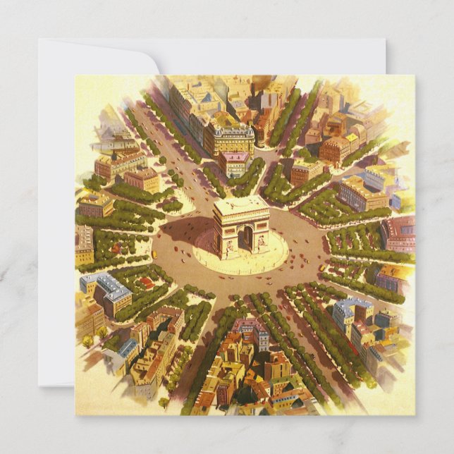 Vintage Arc de Triomphe, Paris, France Travel Art (Front)