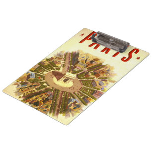 Vintage Arc de Triomphe, Paris, France Travel Art Clipboard