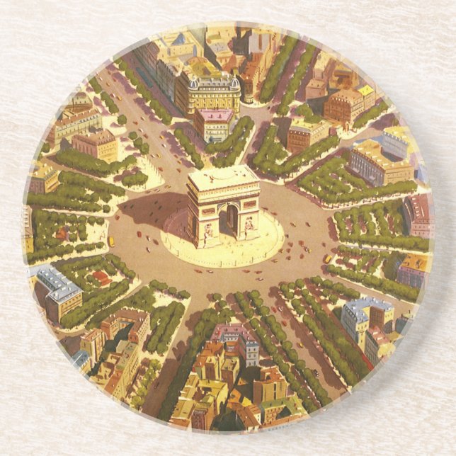 Vintage Arc de Triomphe, Paris, France Travel Art Coaster (Front)