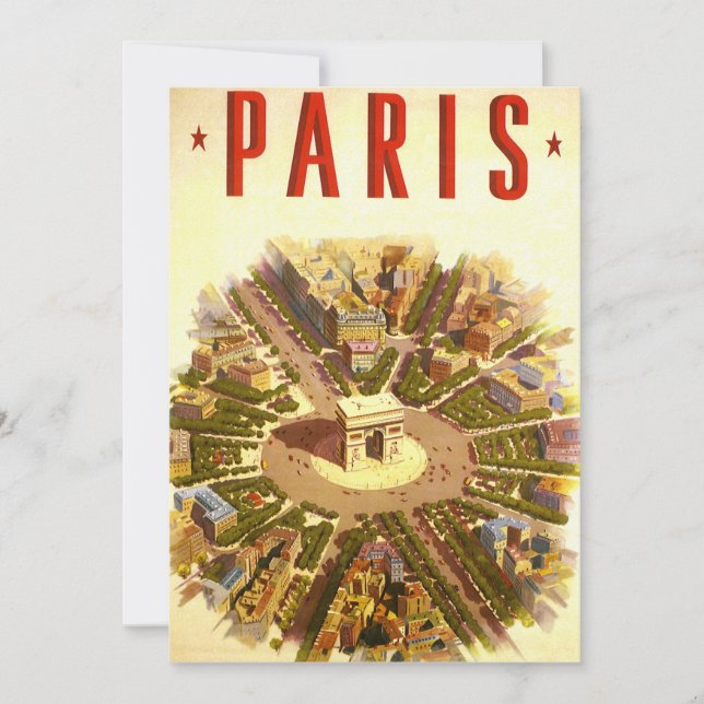 Vintage Arc de Triomphe, Paris, France Travel Art Invitation (Front)