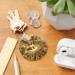 Vintage Arc de Triomphe, Paris, France Travel Art Key Ring