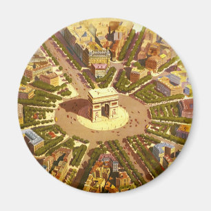 Vintage Arc de Triomphe, Paris, France Travel Art Magnet