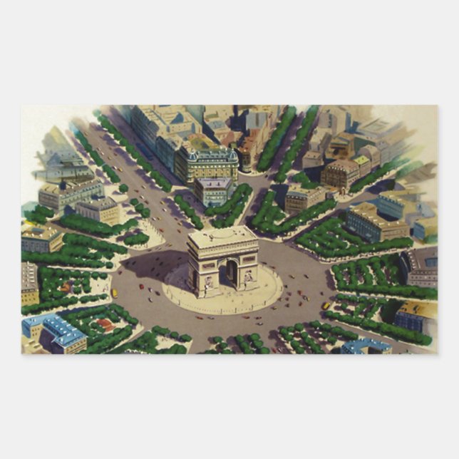 Vintage Arc de Triomphe Paris Rectangular Sticker (Front)