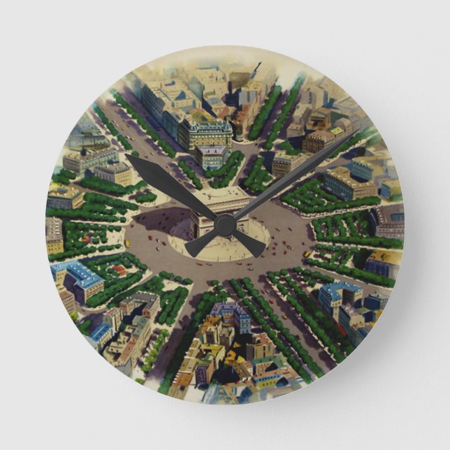 Vintage Arc de Triomphe Paris Round Clock (Front)