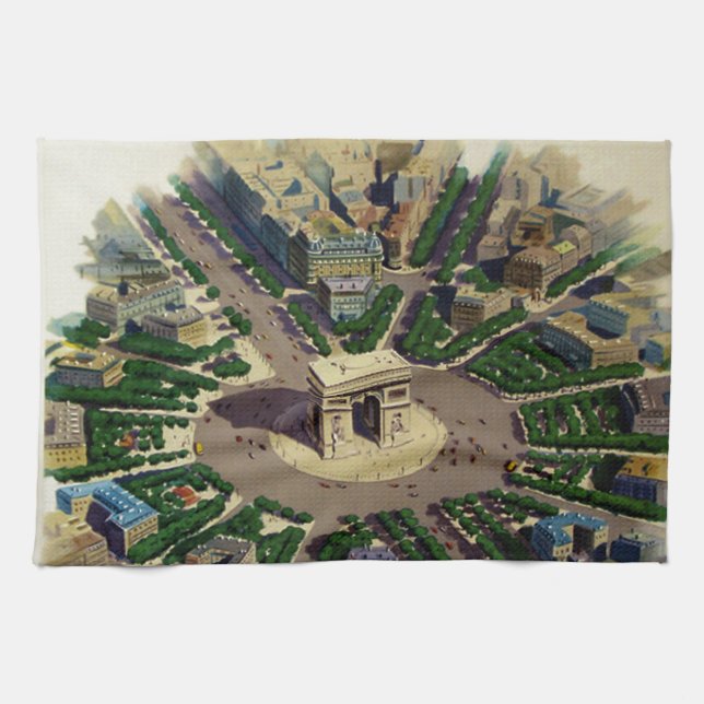 Vintage Arc de Triomphe Paris Tea Towel (Horizontal)