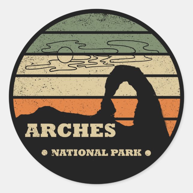 Vintage Arches National Park - Moab - Utah  Classic Round Sticker (Front)