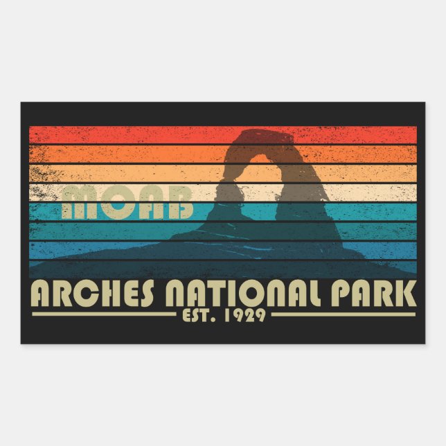 Vintage Arches National Park Moab Utah Rectangular Sticker (Front)