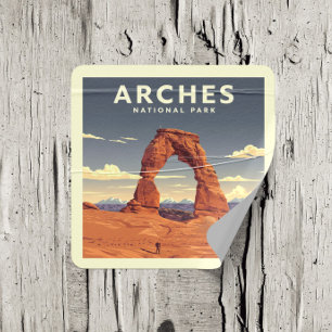 Vintage Arches National Park Square Sticker