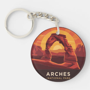 Vintage Arches National Park Sunset Key Ring