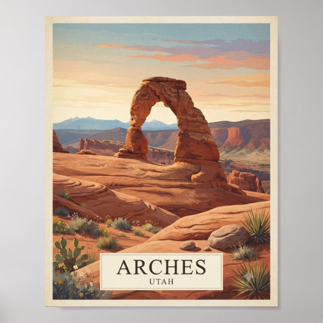Vintage Arches Utah Travel Poster (Front)