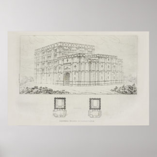 Vintage Architectural Design Drawing Cathedral Poster