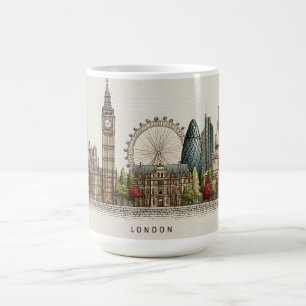 Vintage Architectural London Skyline Illustration Coffee Mug