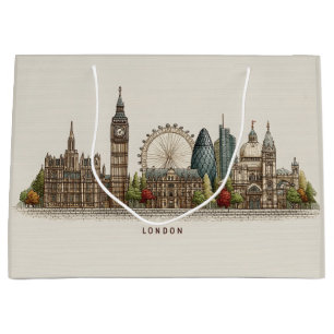 Vintage Architectural London Skyline Illustration Large Gift Bag