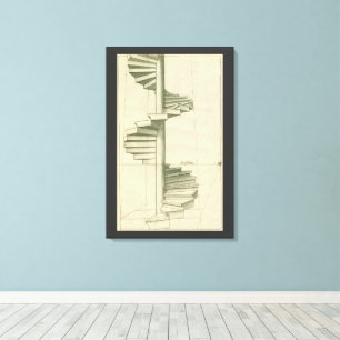 Vintage Architectural Stairs, Spiral Staircase Canvas Print
