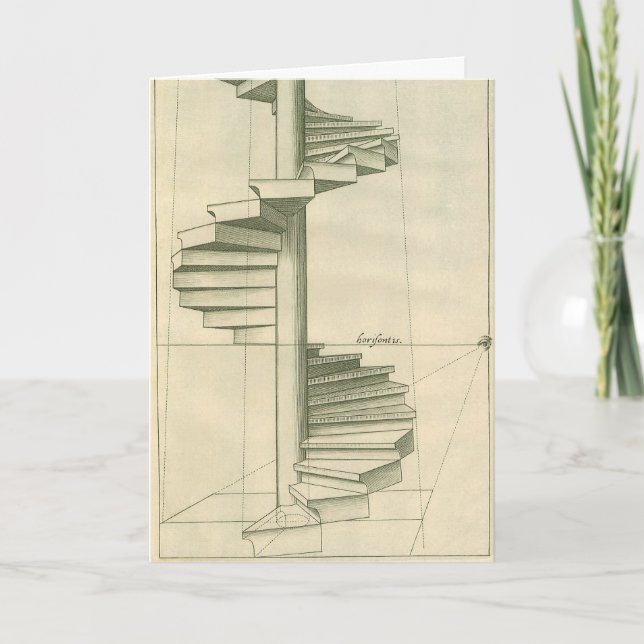 Vintage Architectural Stairs, Spiral Staircase Card (Front)