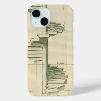 Vintage Architectural Stairs, Spiral Staircase iPhone 15 Case