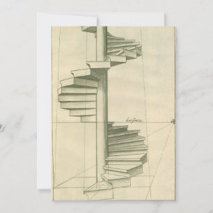 Vintage Architectural Stairs, Spiral Staircase Invitation