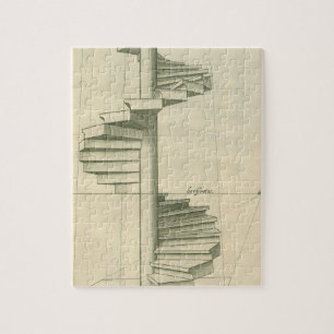 Vintage Architectural Stairs, Spiral Staircase Jigsaw Puzzle