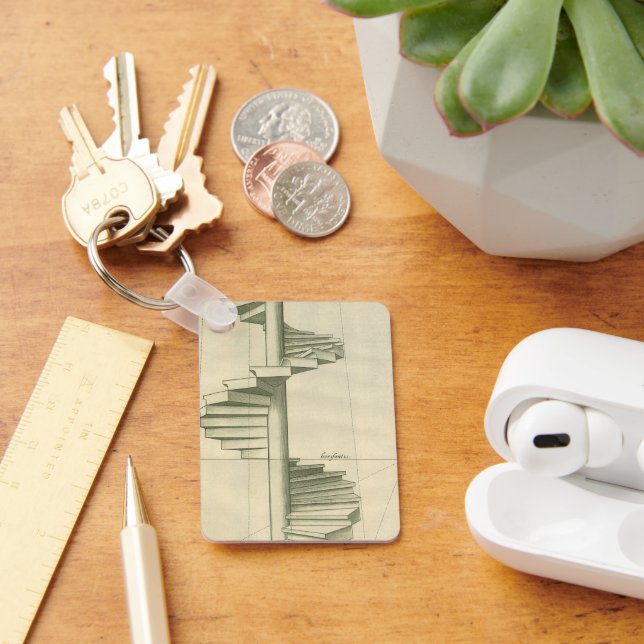 Vintage Architectural Stairs, Spiral Staircase Key Ring (Desk)