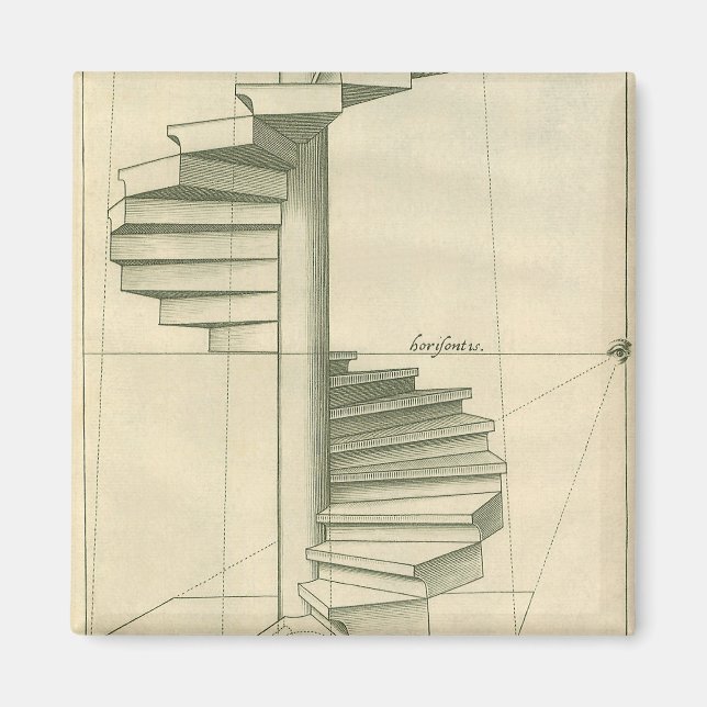 Vintage Architectural Stairs, Spiral Staircase Magnet (Front)