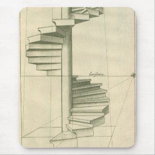 Vintage Architectural Stairs, Spiral Staircase Mouse Mat