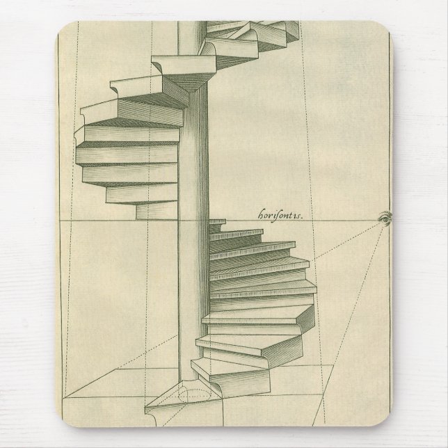 Vintage Architectural Stairs, Spiral Staircase Mouse Mat (Front)