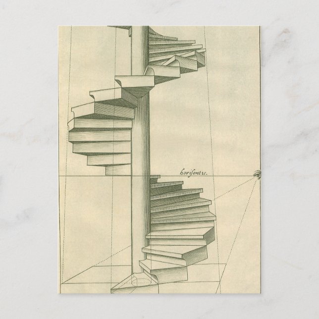 Vintage Architectural Stairs, Spiral Staircase Postcard (Front)