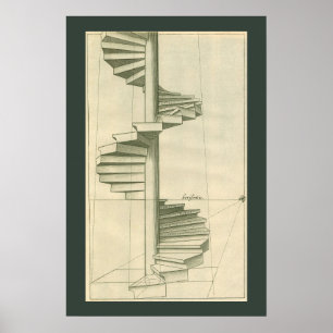 Vintage Architectural Stairs, Spiral Staircase Poster