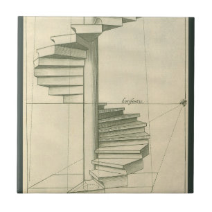 Vintage Architectural Stairs, Spiral Staircase Tile