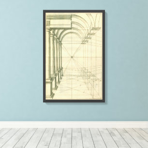 Vintage Architecture, Arches Columns Perspective Canvas Print