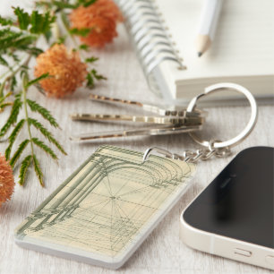 Vintage Architecture, Arches Columns Perspective Key Ring