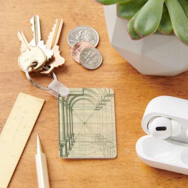 Vintage Architecture, Arches Columns Perspective Key Ring (Desk)